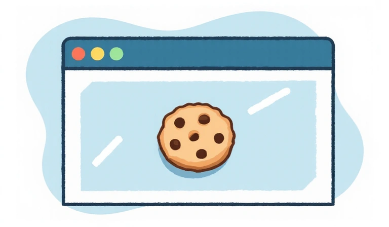 Ilustrație cu un browser web și o pictogramă de cookie